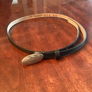 Black Leather Belt with Silver Buckle